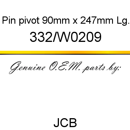 Pin, pivot, 90mm x 247mm Lg. 332/W0209