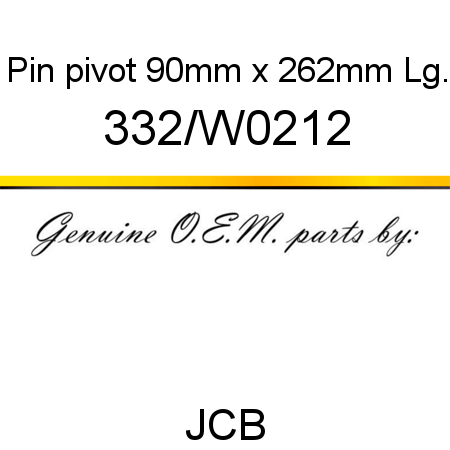 Pin, pivot, 90mm x 262mm Lg. 332/W0212