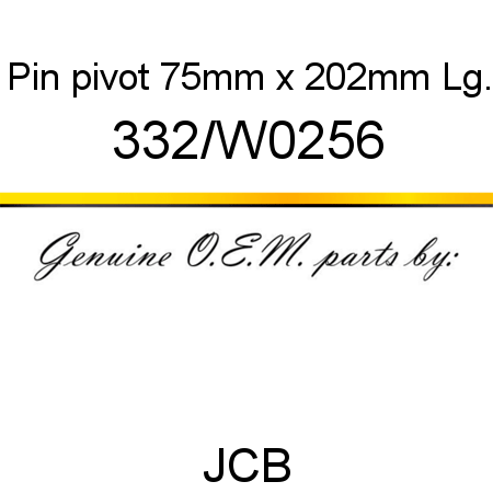 Pin, pivot, 75mm x 202mm Lg. 332/W0256