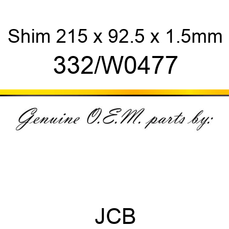 Shim, 215 x 92.5 x 1.5mm 332/W0477