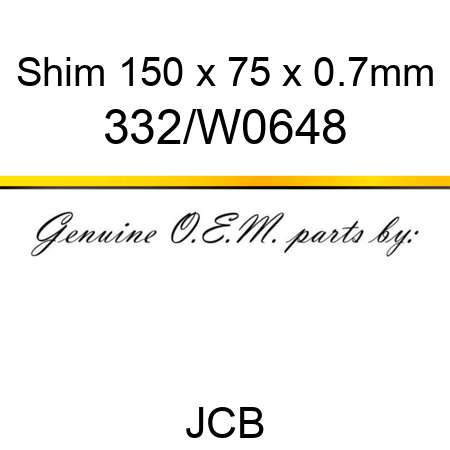 Shim, 150 x 75 x 0.7mm 332/W0648