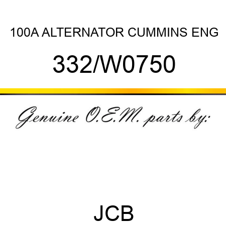 100A ALTERNATOR CUMMINS ENG 332/W0750