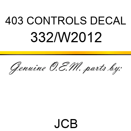 403 CONTROLS DECAL 332/W2012