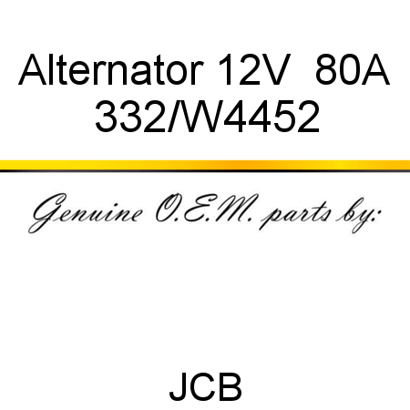 Alternator, 12V  80A 332/W4452