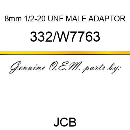 8mm 1/2-20 UNF MALE ADAPTOR 332/W7763