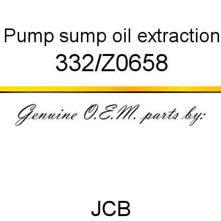 Pump, sump oil extraction 332/Z0658
