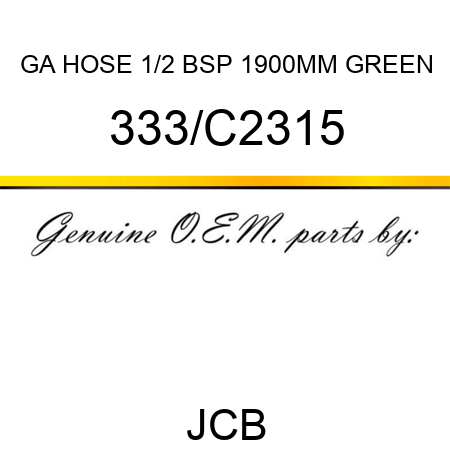 GA HOSE 1/2 BSP 1900MM GREEN 333/C2315