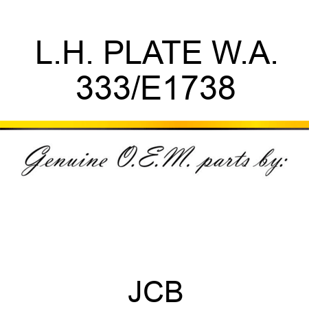 L.H. PLATE W.A. 333/E1738