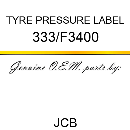 TYRE PRESSURE LABEL 333/F3400