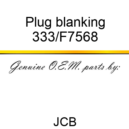 Plug blanking 333/F7568