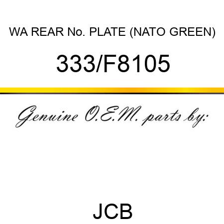 WA REAR No. PLATE (NATO GREEN) 333/F8105