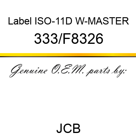 Label ISO-11D W-MASTER 333/F8326