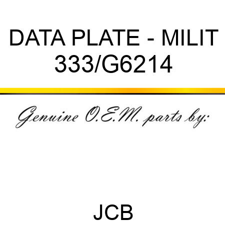 DATA PLATE - MILIT 333/G6214