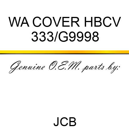 WA COVER HBCV 333/G9998
