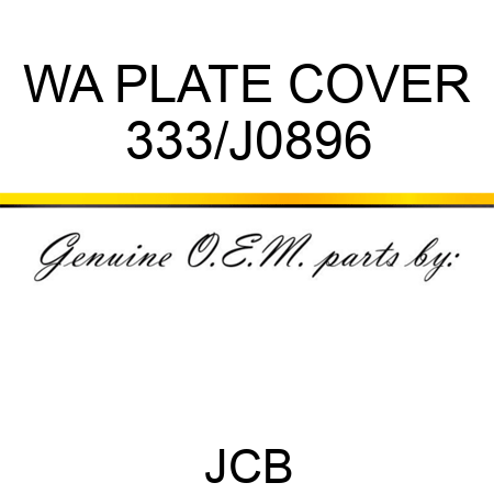 WA PLATE COVER 333/J0896