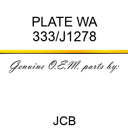 PLATE WA 333/J1278