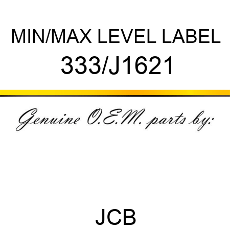 MIN/MAX LEVEL LABEL 333/J1621