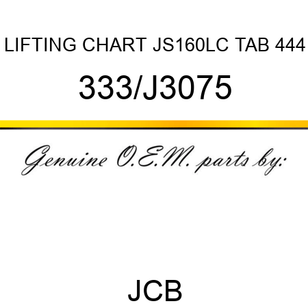 LIFTING CHART JS160LC TAB 444 333/J3075