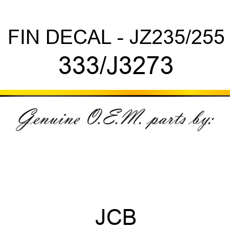FIN DECAL - JZ235/255 333/J3273