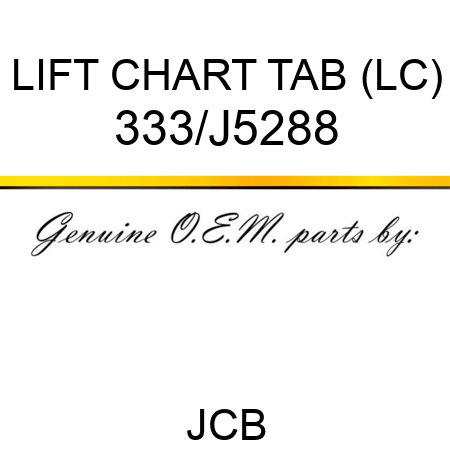 LIFT CHART TAB (LC) 333/J5288