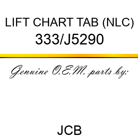 LIFT CHART TAB (NLC) 333/J5290