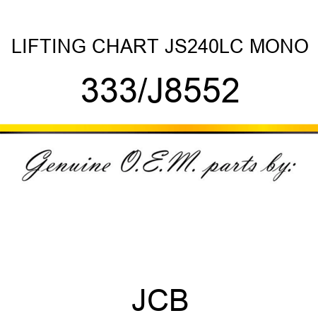 LIFTING CHART JS240LC MONO 333/J8552