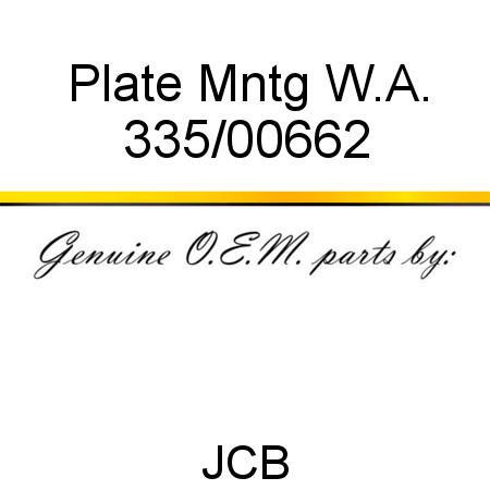 Plate, Mntg W.A. 335/00662