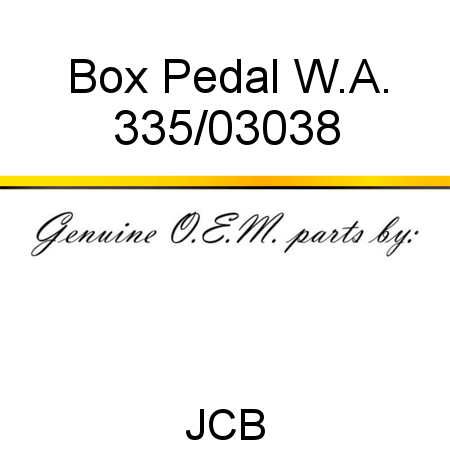 Box, Pedal W.A. 335/03038