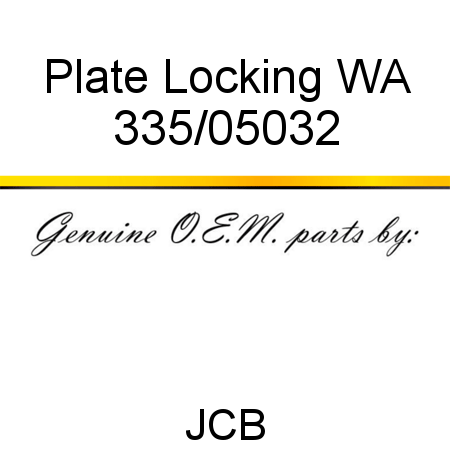 Plate, Locking WA 335/05032