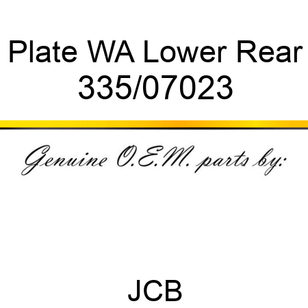 Plate, WA Lower Rear 335/07023