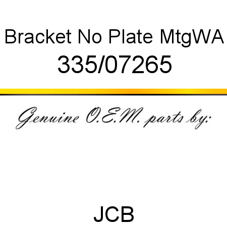 Bracket, No Plate Mtg,WA 335/07265
