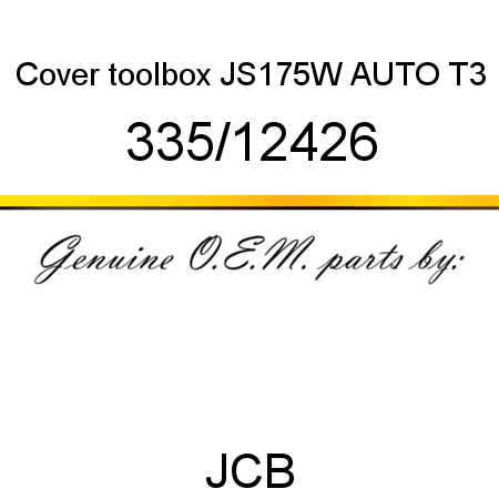 Cover, toolbox, JS175W AUTO T3 335/12426