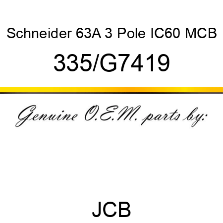 Schneider 63A 3 Pole IC60 MCB 335/G7419