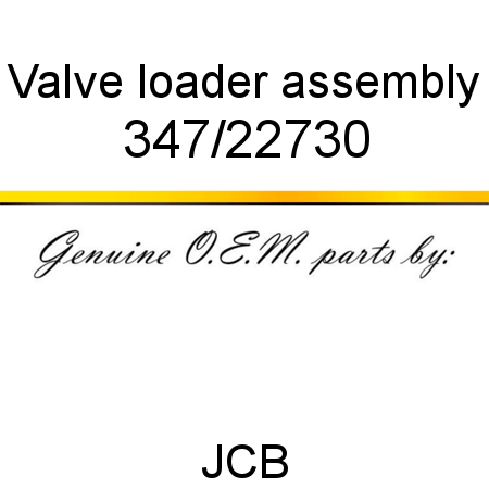 Valve, loader, assembly 347/22730