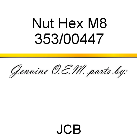 Nut, Hex M8 353/00447