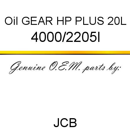 Oil, GEAR HP PLUS 20L 4000/2205I