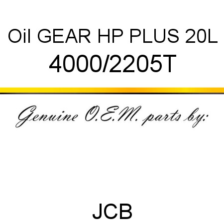 Oil, GEAR HP PLUS 20L 4000/2205T