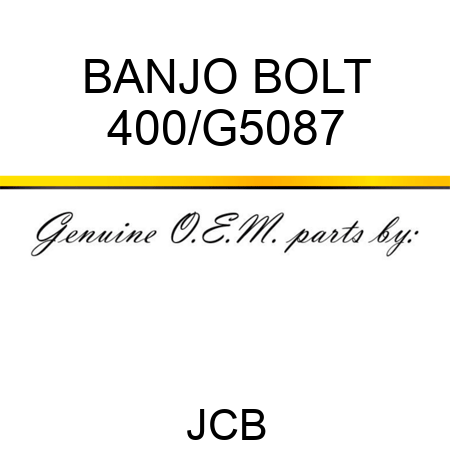 BANJO BOLT 400/G5087