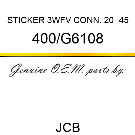STICKER 3WFV CONN. 20- 45 400/G6108