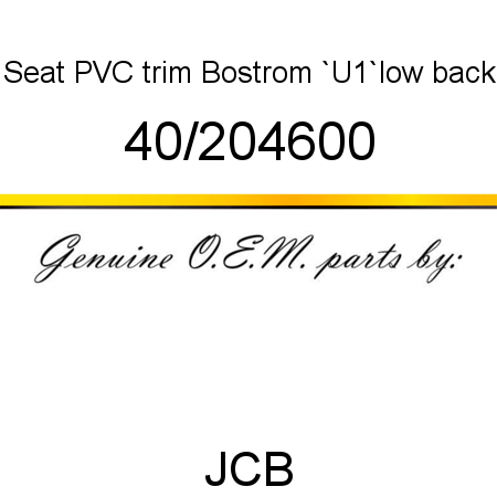 Seat, PVC trim, Bostrom `U1`low back 40/204600