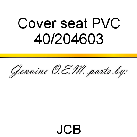 Cover, seat, PVC 40/204603