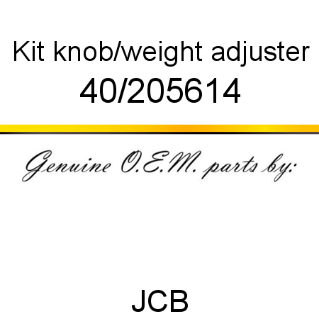 Kit, knob/weight adjuster 40/205614