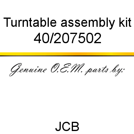 Turntable, assembly kit 40/207502