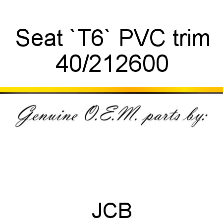 Seat, `T6` PVC trim 40/212600