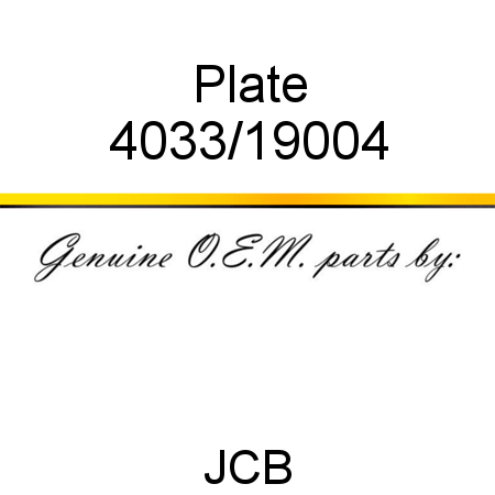 Plate 4033/19004