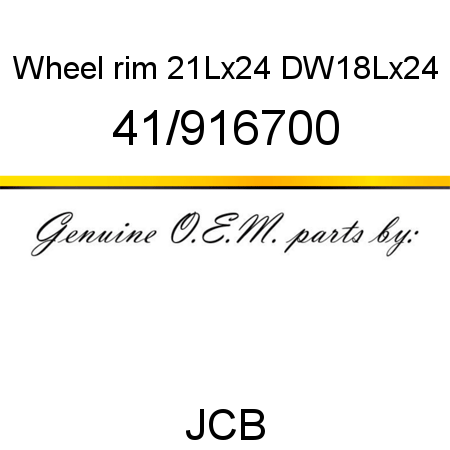 Wheel, rim, 21Lx24 DW18Lx24 41/916700