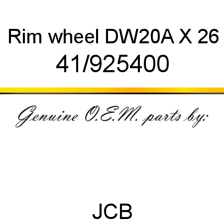 Rim, wheel, DW20A X 26 41/925400
