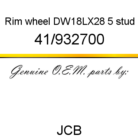Rim, wheel, DW18LX28, 5 stud 41/932700