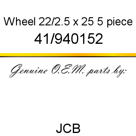 Wheel, 22/2.5 x 25, 5 piece 41/940152