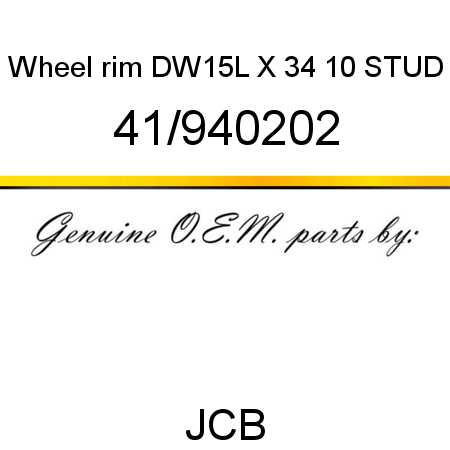 Wheel, rim, DW15L X 34 10 STUD 41/940202